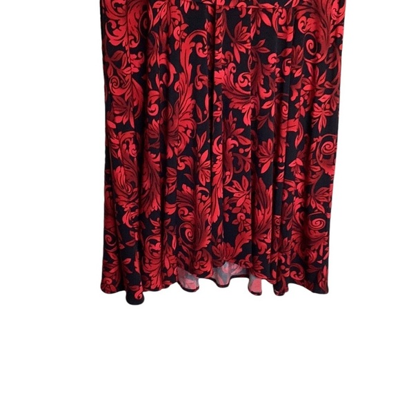 Peter Nygard Red/Black Print Sleeveless Ruched Waist V-Neck Dress in Size 16 - Picture 9 of 14